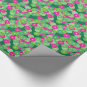 Art Deco Blume Muster - Grüntöne, Fuchsia Geschenkpapier (Ecke)
