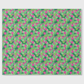 Art Deco Blume Muster - Grüntöne, Fuchsia Geschenkpapier (Flach)
