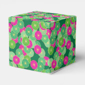 Art Deco Blume Muster - Grüntöne, Fuchsia Geschenkschachtel (Rückseite)