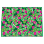 Art Deco Blume Muster - Grüntöne, Fuchsia Große Geschenktüte (Vorderseite)