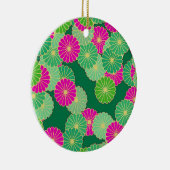 Art Deco Blume Muster - Grüntöne, Fuchsia Keramik Ornament (Rechts)