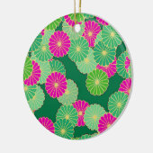 Art Deco Blume Muster - Grüntöne, Fuchsia Keramik Ornament (Links)