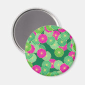 Art Deco Blume Muster - Grüntöne, Fuchsia Magnet (Vorderseite/Rückseite)