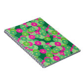 Art Deco Blume Muster - Grüntöne, Fuchsia Notizblock (Rechte Seite)