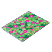 Art Deco Blume Muster - Grüntöne, Fuchsia Notizblock (Linke Seite)