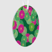 Art Deco Blume Muster - Grüntöne, Fuchsia Ornament (Vorderseite)