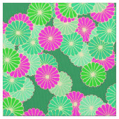 Art Deco Blume Muster - Grüntöne, Fuchsia Stoff (Nahaufnahme)