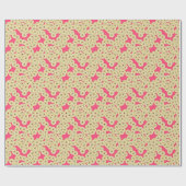 Art Deco Blume Muster - hellgelb auf Korallen Geschenkpapier (Flach)