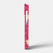 Art Deco Blume Muster - rosa und pfirsichfarben Case-Mate iPhone Hülle (Rückseite / Links)