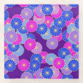 Art Deco Blume Muster - violett, blau und lila Glasuntersetzer (Vorderseite)