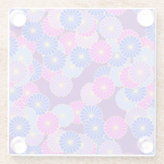 Art Deco Blume Muster - violett, blau und lila Glasuntersetzer (Rückseite)