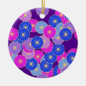 Art Deco Blume Muster - violett, blau und lila Keramik Ornament (Vorne)