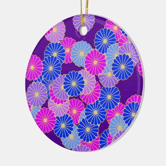 Art Deco Blume Muster - violett, blau und lila Keramik Ornament (Links)