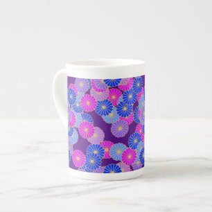 Art Deco Blume Muster - violett, blau und lila Porzellantasse