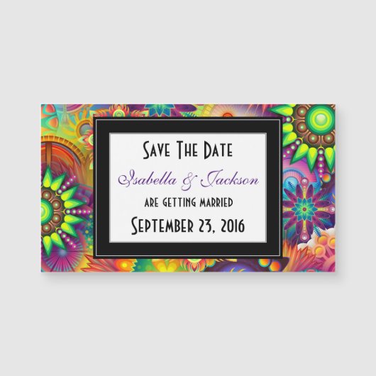 Art Deco Blume PatternWedding Save the Date Magnetkarte (Vorderseite)
