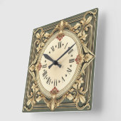 Art Deco Blume Quadratische Wanduhr (Winkel)