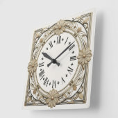 Art Deco Blume Quadratische Wanduhr (Winkel)