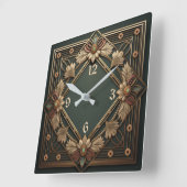 Art Deco Blume Quadratische Wanduhr (Winkel)