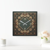 Art Deco Blume Quadratische Wanduhr (Zuhause)