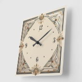 Art Deco-Blume Quadratische Wanduhr (Winkel)