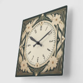 Art Deco Blume Quadratische Wanduhr (Winkel)