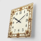 Art Deco Blume Quadratische Wanduhr (Winkel)