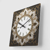 Art Deco Blume Quadratische Wanduhr (Winkel)