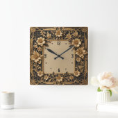 Art Deco-Blume Quadratische Wanduhr (Zuhause)