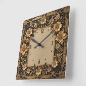 Art Deco-Blume Quadratische Wanduhr (Winkel)
