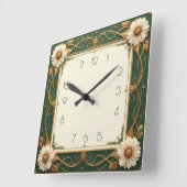 Art Deco Blume Quadratische Wanduhr (Winkel)