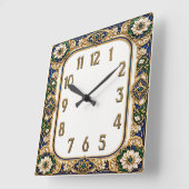 Art Deco-Blume Quadratische Wanduhr (Winkel)