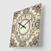 Art Deco-Blume Quadratische Wanduhr (Winkel)