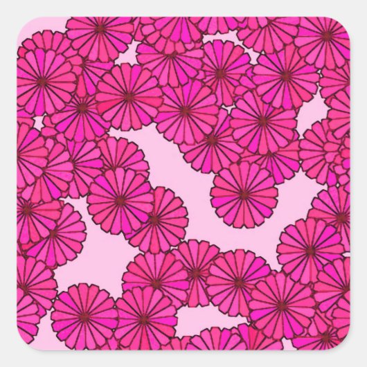 Art-Deco-Blume Quadratischer Aufkleber (Vorderseite)