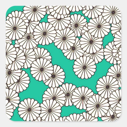 Art-Déco-Blume Quadratischer Aufkleber (Vorderseite)