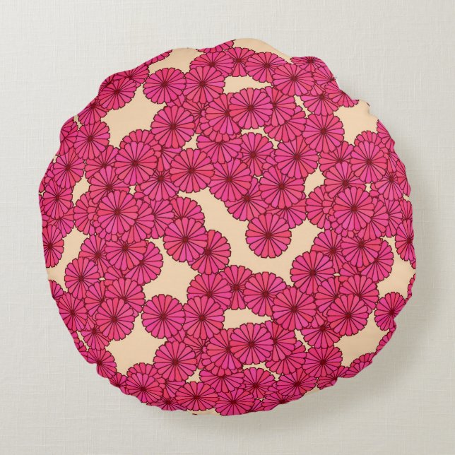 Art-Deco-Blume Rundes Kissen (Rückseite)