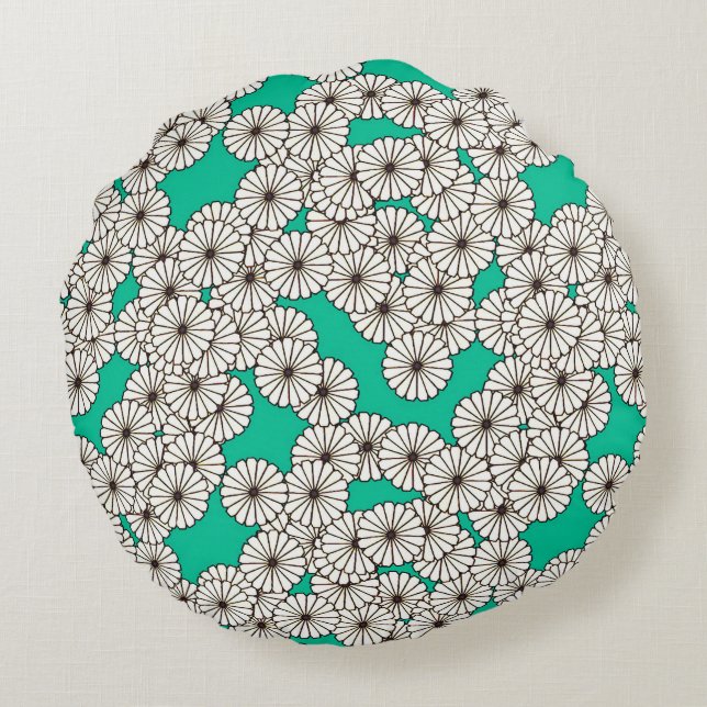Art-Déco-Blume Rundes Kissen (Rückseite)