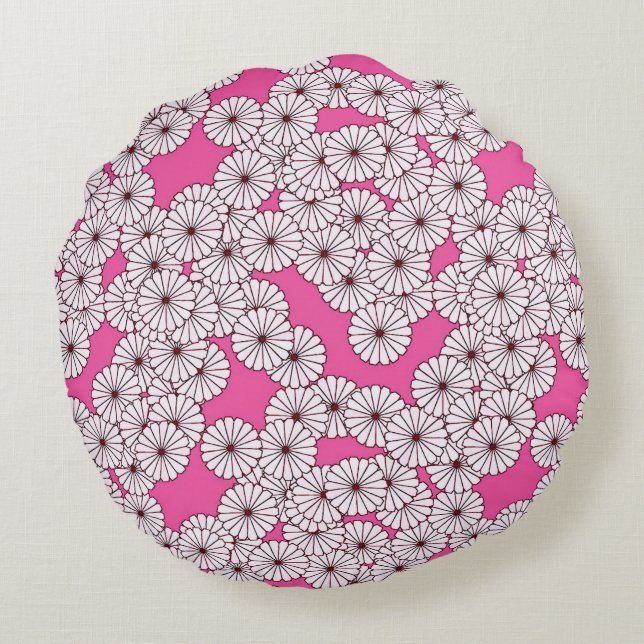 Art-Deco-Blume Rundes Kissen (Rückseite)