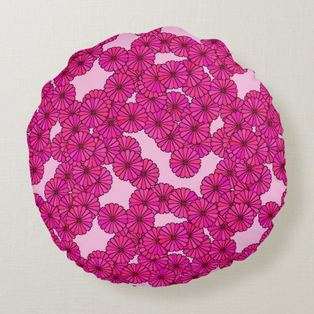 Art-Deco-Blume Rundes Kissen (Rückseite)