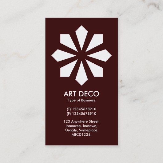 Art Deco Blume Star - Dunkelbraun 330000 Visitenkarte (Vorderseite)
