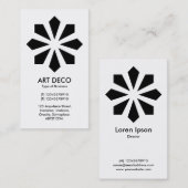 Art Deco Blume Star - Schwarz auf Weiß Visitenkarte (Vorne/Hinten)