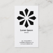 Art Deco Blume Star - Schwarz auf Weiß Visitenkarte (Rückseite)