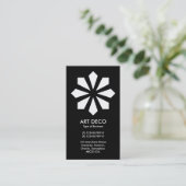 Art Deco Blume Star - Schwarz Visitenkarte (Stehend Vorderseite)