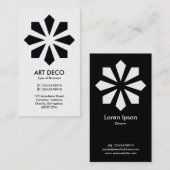 Art Deco Blume Star - Weiße Vorderseite, schwarze  Visitenkarte (Vorne/Hinten)