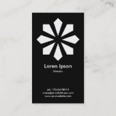 Art Deco Blume Star - Weiße Vorderseite, schwarze  Visitenkarte (Rückseite)