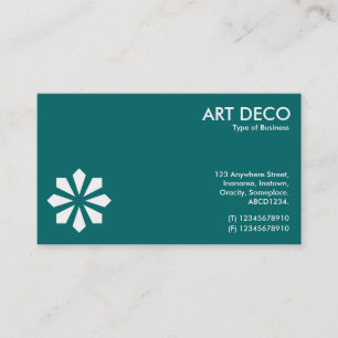 Art Deco Blume Symbol - Aquamarines Grün 006666 Visitenkarte