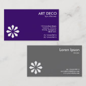 Art Deco Blume Symbol - Deep Lila 330066 Visitenkarte (Vorne/Hinten)