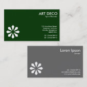 Art Deco Blume Symbol - Dunkelgrün 003300 Visitenkarte (Vorne/Hinten)