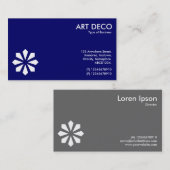 Art Deco Blume Symbol - Navy Blue Visitenkarte (Vorne/Hinten)