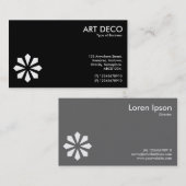 Art Deco Blume Symbol - Schwarz (Goldkarte) Visitenkarte (Vorne/Hinten)