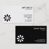Art Deco Blume Symbol - Weiß und Schwarz (Gold) Visitenkarte (Vorne/Hinten)